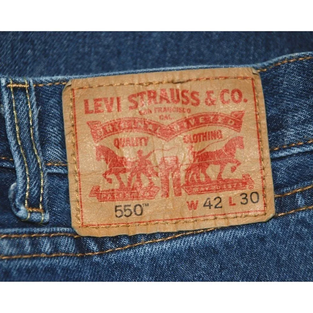 Levis 550 Jeans Mens Size 42x30 Regular Straight Leg Blue Denim Casual Cotton